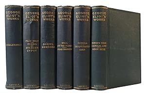 Bild des Verkufers fr GEORGE ELIOT'S WORKS: MIDDLEMARCH; FELIX HOLT, POEMS, SPANISH GYPSY; MILL ON THE FLOSS, SILAS MARNER; ROMOLA, THEOPHRASTUS SUCH; SCENES FROM CLERICAL LIFE, ADAM BEDE; DANIEL DERONDA zum Verkauf von Rare Book Cellar