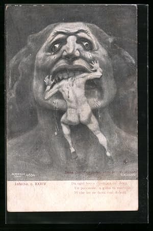 Immagine del venditore per Ansichtskarte Dante Alighieri, Dalla Div. Commedia, Inferno c. XXXIV venduto da Bartko-Reher