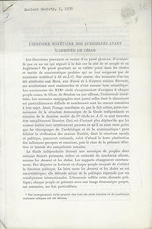 Immagine del venditore per L'histoire montaire des Suessiones avant l'arrive de Csar venduto da Librairie Archaion