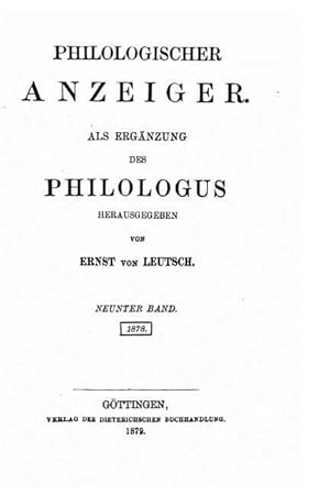 Bild des Verkufers fr GER-PHILOLOGISCHER ANZEIGER zum Verkauf von moluna