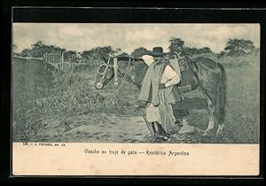 Postcard República Argentina, Gaucho en traje de gala