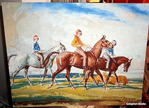 Ponies & Girl Riders in English Landscape. Original Book Illustration