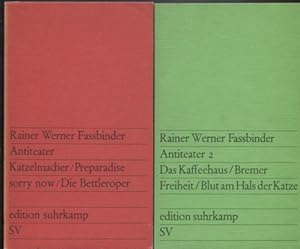 Bild des Verkufers fr Antitheater. 2 Bnde. Band 1: Katzelmacher/Preparadise sorry now/Die Bettleroper (= edition suhrkamp 443); Band 2: Das Kaffeehaus/Bremer Freiheit/Blut am Hals der Katze (= edition suhrkamp 560). zum Verkauf von Antiquariat Neue Kritik