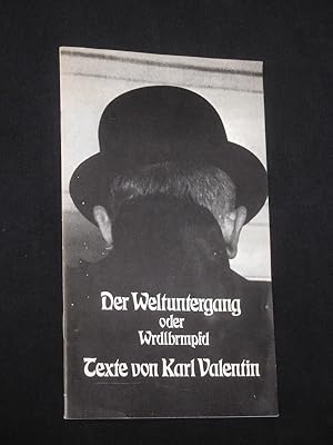 Bild des Verkufers fr Stuttgarter Hefte 11. Programmheft Wrttembergische Staatstheater Stuttgart 1979/80. DER WELTUNTERGANG ODER WRDLBRMPFD - TEXTE von Karl Valentin. Insz.: Peter Fischer, Bhnenbild: Bert Kistner, Kostme: Gaby Frey. Mit Helga David, Brigitte Horn, Gabi Kreuth, Maria Wiecke, Dirk Bender, Franz Boehm, Benno Ifland, Helmut Lorin zum Verkauf von Fast alles Theater! Antiquariat fr die darstellenden Knste