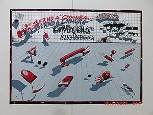 Plakat zur Ausstellung in der Galerie Fliesenwerke Boizenburg. Cartoons & Illustrationen. 12.5. -...