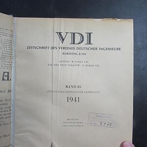 Imagen del vendedor de VDI - Zeitschrift des Vereines Deutscher Ingenieure, Band 85 ( Fnfundachtzigster Jahrgang, Nr. 1 bis 52) a la venta por Bookstore-Online