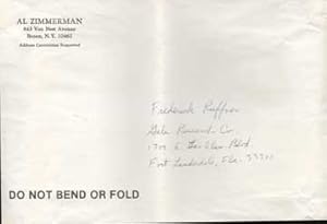 Envelope from Al Zimmerman to Frederick Ruffner