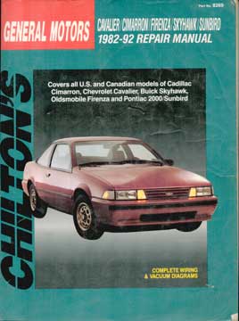 Seller image for Cavalier/Cimarron/Firenza/Skyhawk/Sunbird 1982-92 Repair Manual for sale by Wittenborn Art Books