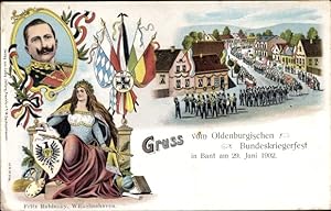 Litho Kaiser Wilhelm II., Oldenburgisches Bundeskriegerfest 1902