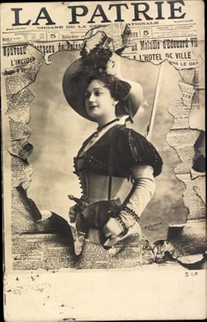 Zeitungs Ansichtskarte / Postkarte Portrait einer jungen Frau, La Patrie, Korsett