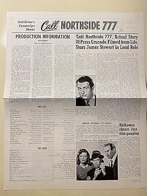 Image du vendeur pour Call Northside 777 Pressbook 1948 James Stewart, Richard Conte, Lee J. Cobb mis en vente par AcornBooksNH