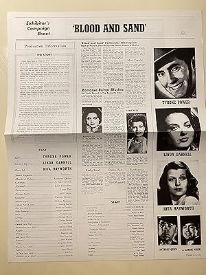 Seller image for Blood and Sand Pressbook 1941 Tyrone Power Jr., Linda Darnell, Rita Hayworth for sale by AcornBooksNH