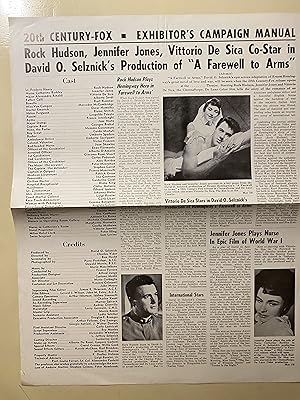 Seller image for A Farewerll to Arms Pressbook 1958 Rock Hudson, Jennifer Jones for sale by AcornBooksNH