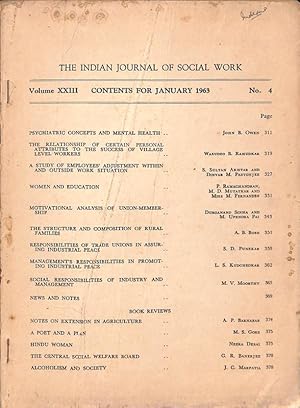 Seller image for The Indian Journal Of Social Work Vol. XXIII No. 4 for sale by Majestic Books