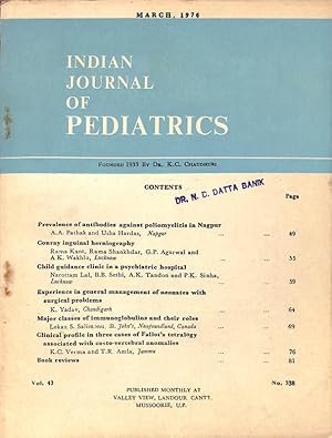 Seller image for Indian Journal Of Pediatrics Vol. 43 No. 338 for sale by Majestic Books