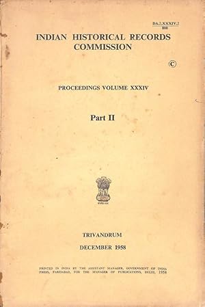 Seller image for Indian Historical Records Commission VOLUME XXXIV .Part II for sale by Majestic Books