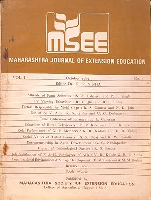 Seller image for Maharashtra Journal of Extension Education Vol. I No. I for sale by Majestic Books