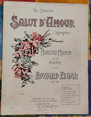 Image du vendeur pour SALUT D'AMOUR (Liebesgruss) Op. 12, PIANO IN E (Original). mis en vente par Shore Books