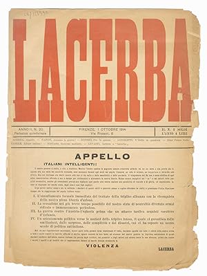 LACERBA. Periodico quindicinale. Anno II, n. 20. Firenze, 1 ottobre 1914.
