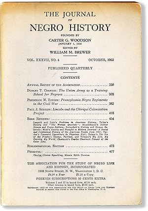 Bild des Verkufers fr The Journal of Negro History Vol. XXXVII, No. 4 [October, 1952] zum Verkauf von Lorne Bair Rare Books, ABAA