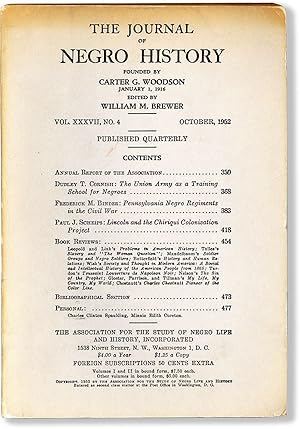 Seller image for The Journal of Negro History Vol. XXXVII, No. 4 [October, 1952] for sale by Lorne Bair Rare Books, ABAA