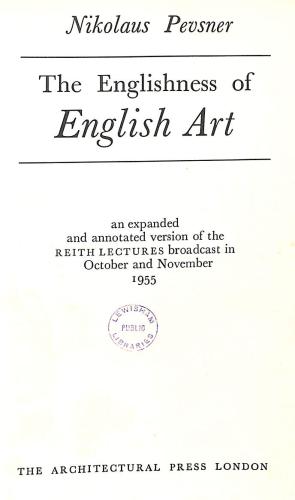 Imagen del vendedor de The Englishness of English art a la venta por WeBuyBooks