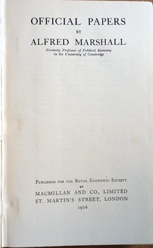 OFFICIAL PAPERS BY ALFRED MARSHALL