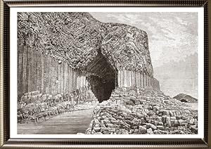 Fingal's Cave on the island of Staffa,in Scotland,1881 Antique Print