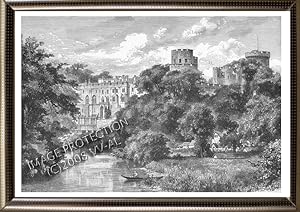 Carnarvon Castle in Gwynedd, North Wales,1881 Antique Print