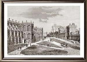 Windsor Castle in Windsor, Berkshire, England,1881 Antique Print