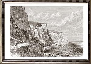 The Cliffs of Dover on the southeastern coast of England,1881 Antique Print