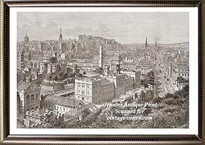 View of Edinburgh from Calton Hill,1881 Antique Print