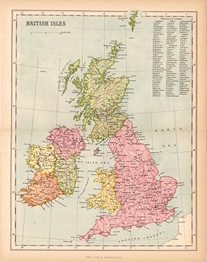 1881 Antique Colour Map of the British Isles