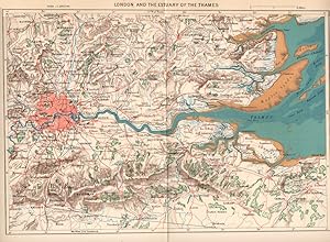 1881 Antique Colour Map of London and the Estuary of the Thames