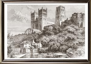Durham Cathedral in County Durham, England,1881 Antique Print