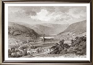 The Vale of Glendalough in County Wicklow, Ireland,1881 Antique Print