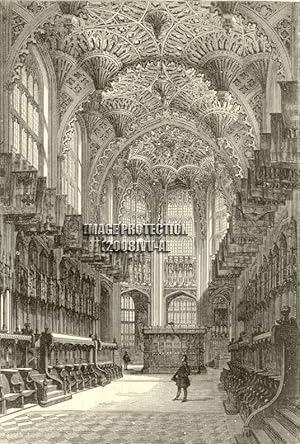 Henry VII's Chapel in Westminster Abbey,1881 Antique Print