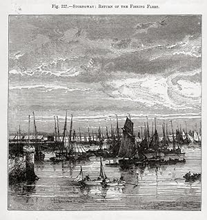 The Fishing Fleet in Stornoway Harbour on the Isle of Lewis in the Outer Hebrides,1881 Antique Print