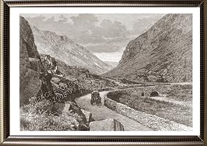 The Pass of Llanberis or Llanberis Pass in North Wales,1881 Antique Print