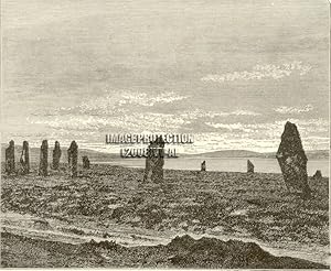 Standing Stones of Stenness on the Orkney Islands, Scotland,1881 Antique Print