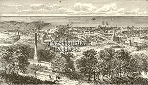 View of Dublin from Phoenix Park,1881 Antique Print