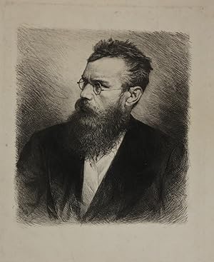 Seller image for Portrait des Malers Lenbach mit Bart und Brille nach halblinks. Radierung von Wilhelm Hecht (1843-1920). for sale by Antiquariat  Braun