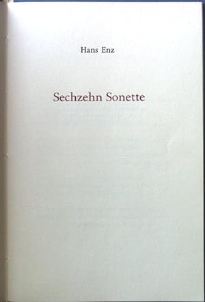 Image du vendeur pour Sechzehn Sonette. mis en vente par books4less (Versandantiquariat Petra Gros GmbH & Co. KG)