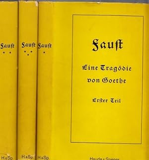 Bild des Verkufers fr Faust. Erster bis dritter Teil komplett in drei Bnden. Eine Tragdie von Goethe. (Titel dritter Teil): Treu im Geiste des zweiten Teils. gedichtet von ' Deutobold Symbolizetti' und 'Allegoriowitsch Mystifizinsky'. zum Verkauf von Antiquariat Carl Wegner