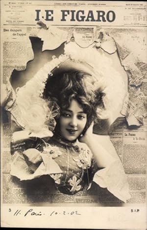 Zeitungs Ansichtskarte / Postkarte Le Figaro, Dame mit Hut und Kleid