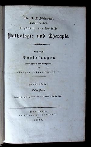 Bild des Verkufers fr Allgemeine und specielle Pathologie und Therapie. Erster und zweiter Band (von 4). zum Verkauf von Antiquariat Bebuquin (Alexander Zimmeck)