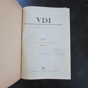 Imagen del vendedor de VDI - Zeitschrift des Vereines Deutscher Ingenieure - Band 81 (Einundachzigster Jahrgang, Nr. 1 bis 52) a la venta por Bookstore-Online