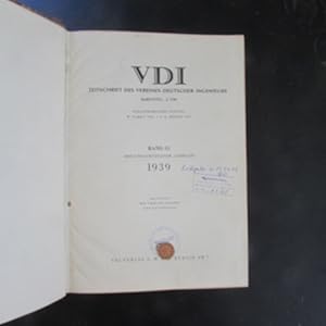 Imagen del vendedor de VDI - Zeitschrift des Vereines Deutscher Ingenieure (Kurztitel: Z. VDI) - Band 83 ( Dreiundachtzigster Jahrgang, Nr. 1 bis 52) a la venta por Bookstore-Online