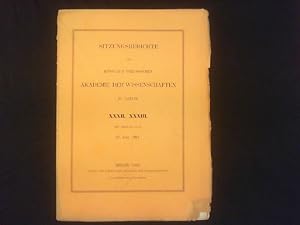 Seller image for Sitzungsberichte der Preussischen Akademie der Wissenschaften. XXXII. XXXIII. Mit Tafel III und IV. 25. Juni 1891. for sale by Antiquariat Matthias Drummer