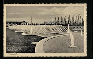 Bild des Verkufers fr Ansichtskarte Dsseldorf-Schlageterstadt, Grosse Reichsausstellung Schaffendes Volk 1937, Wasserspiele zum Verkauf von Bartko-Reher